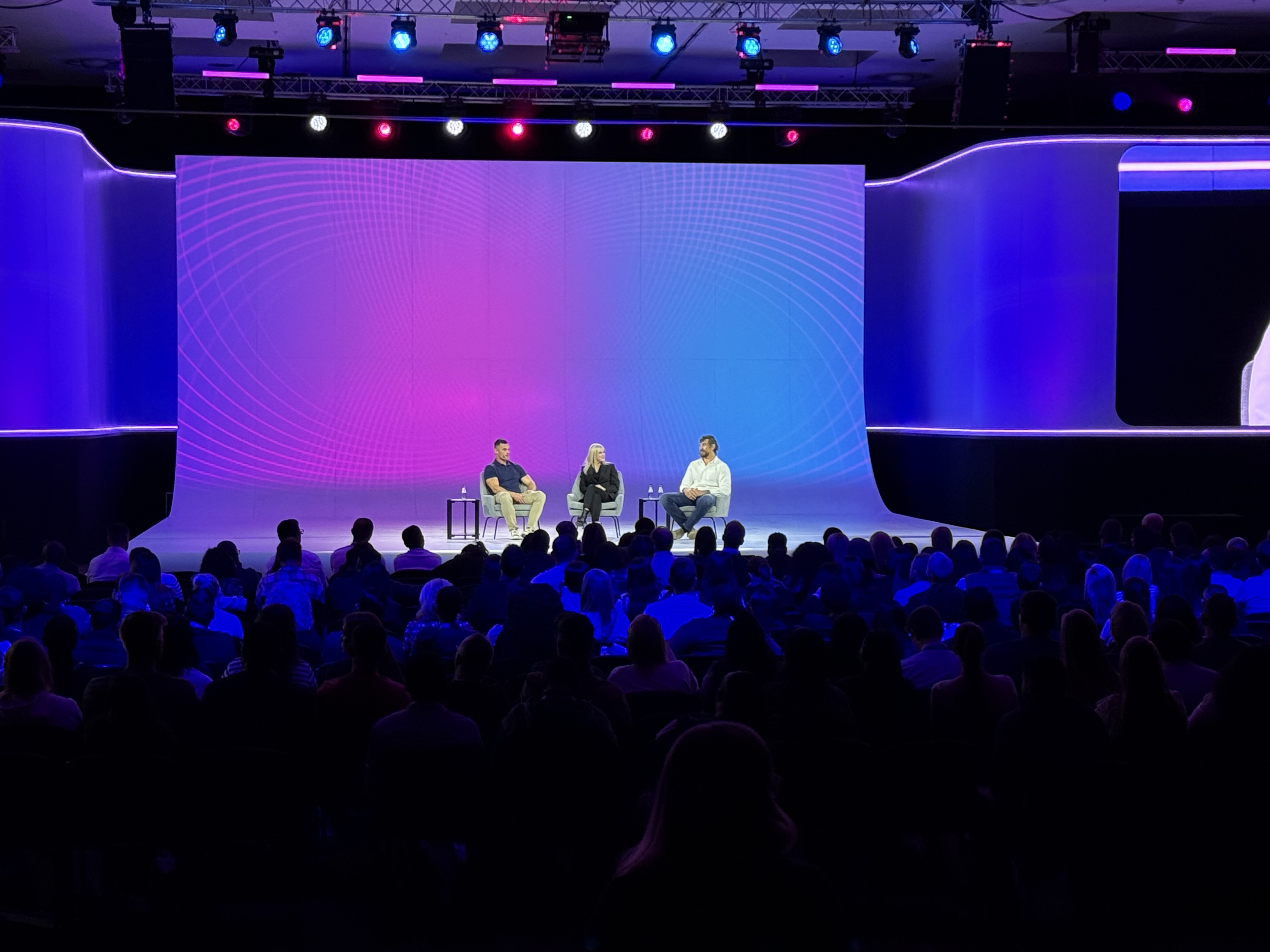 Discovery Conference — panel discussion stage lighting and LED screen design