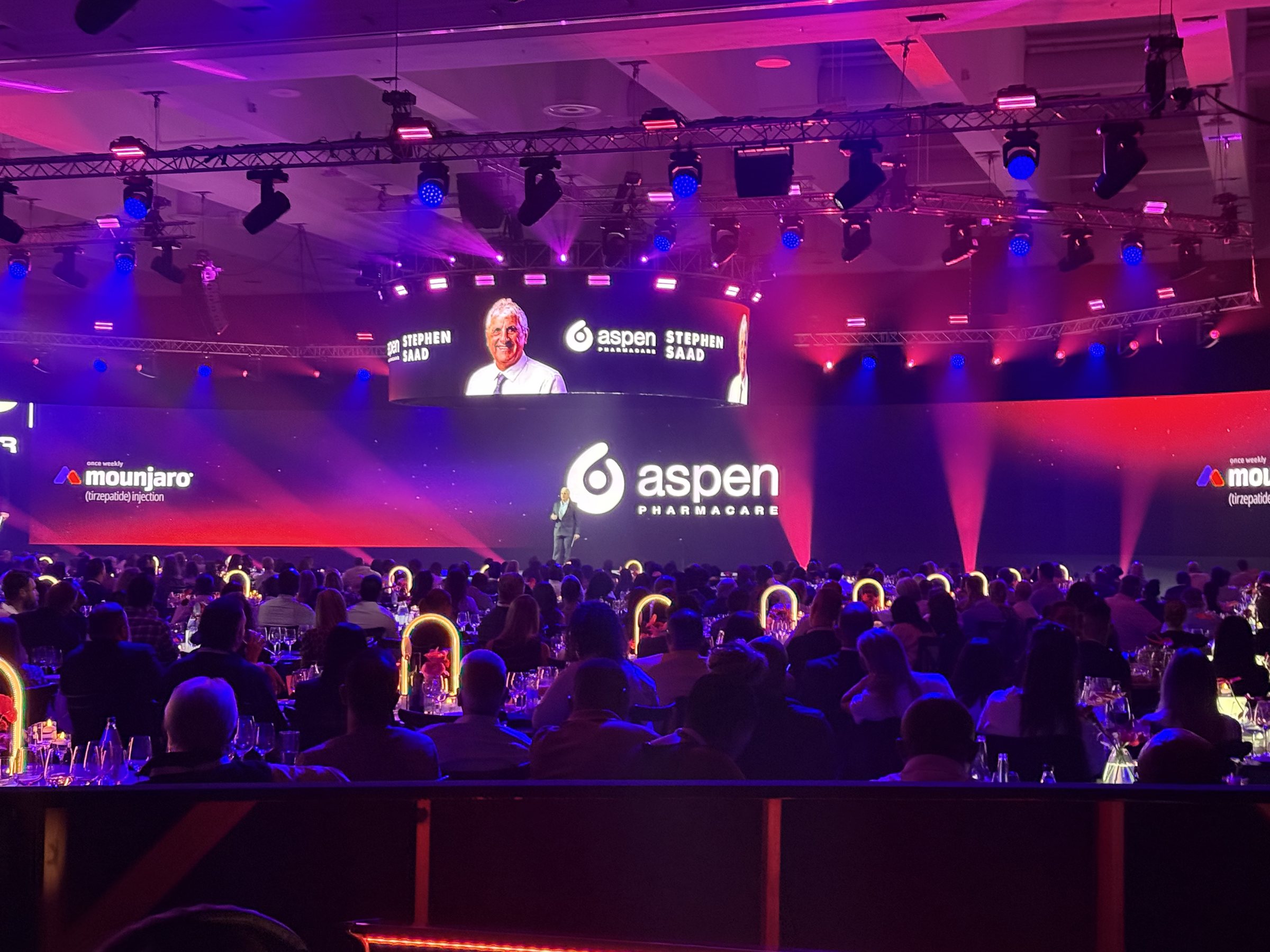 Mounjaro / Aspen Pharmacare — Stephen Saad keynote conference stage and screen design