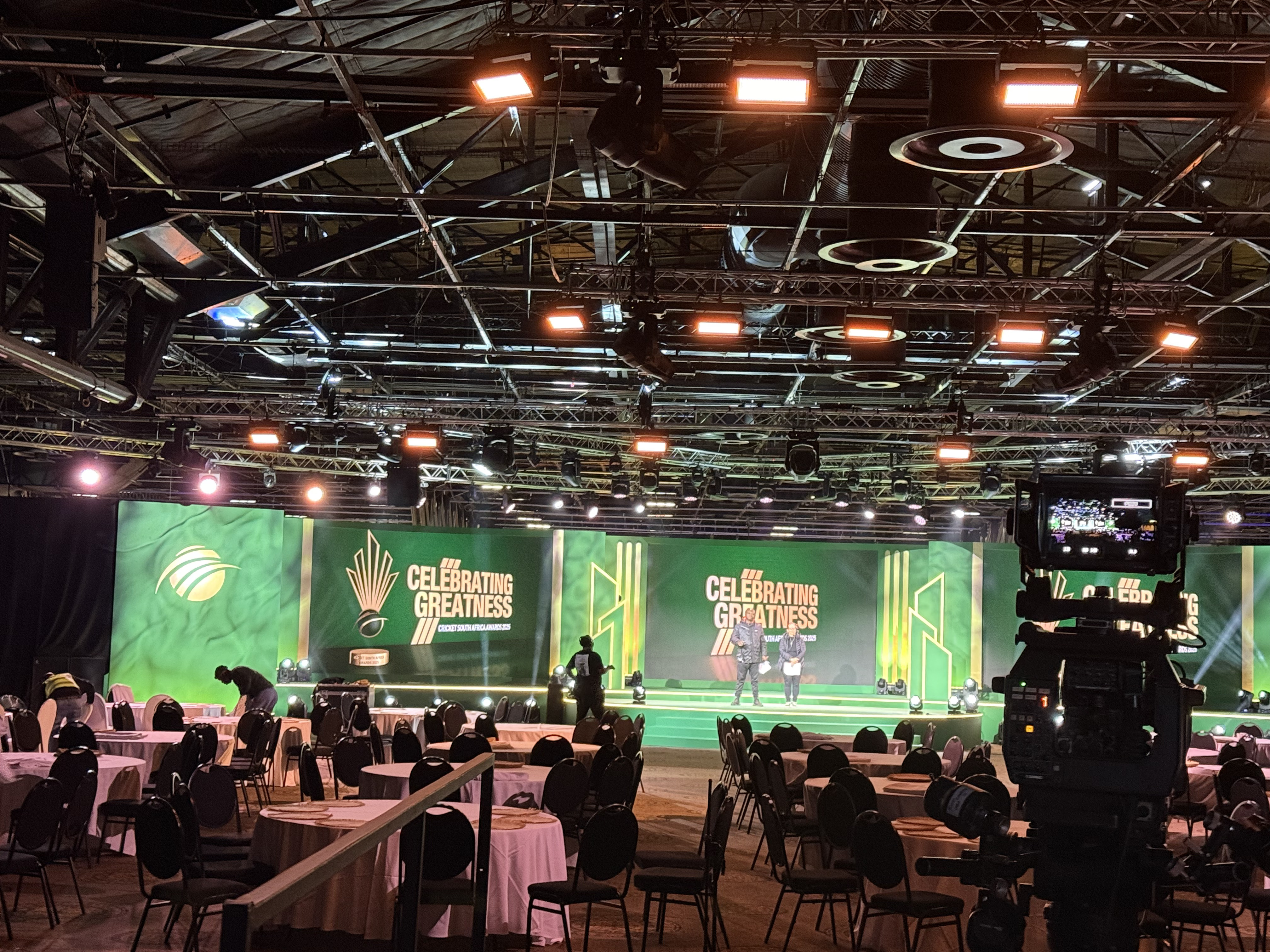 South African Sport Awards — Celebrating Greatness stage with green and gold design